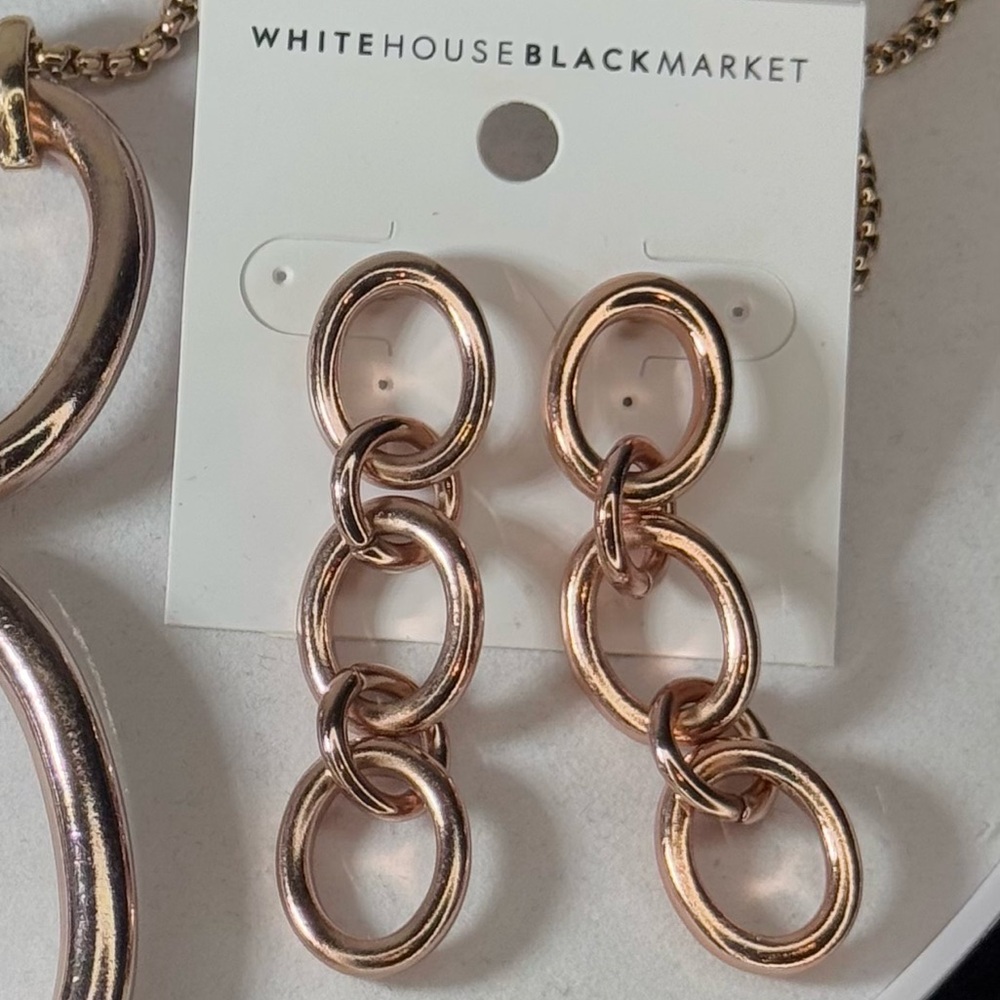 White House Black Market Rose Gold Earrings 2 inch approx